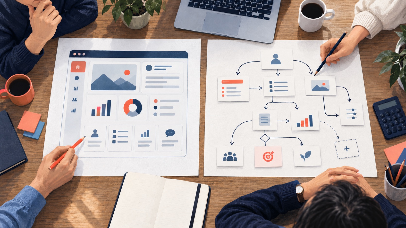 Ilustración conceptual: dos alternativas de software comparadas con requisitos de un mismo proceso.